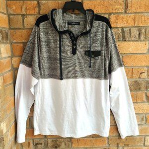 Truth Substance Men's Size XL Hoodie T-shirt Long Sleeves Gray White